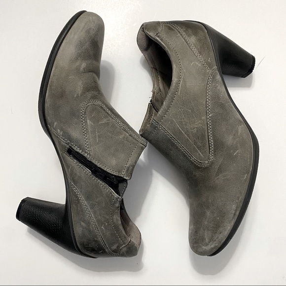 Ecco Shoes - Ecco Gray Leather Low Cut Ankle Booties 8